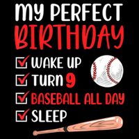 9 Year Old Baseball Birthday Party 9th Boy Nine Player Cooling Performance Crew T-Shirt