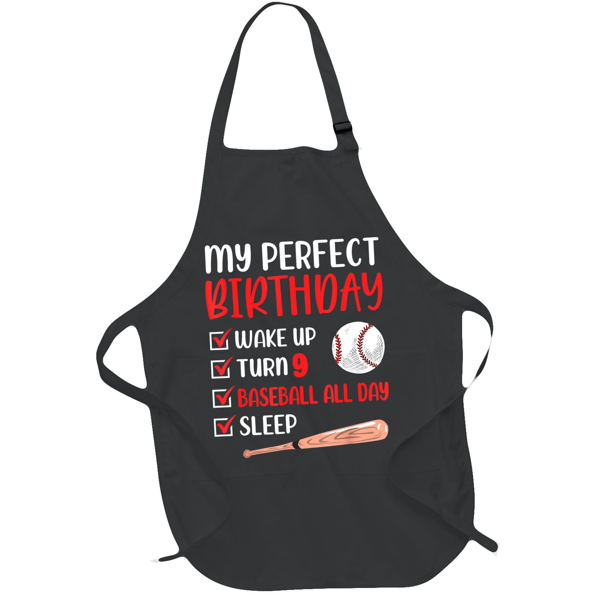 9 Year Old Baseball Birthday Party 9th Boy Nine Player Apron