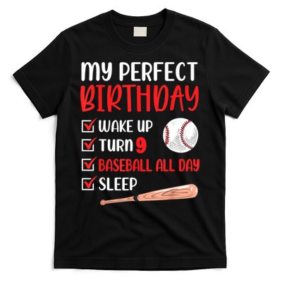9 Year Old Baseball Birthday Party 9th Boy Nine Player T-Shirt