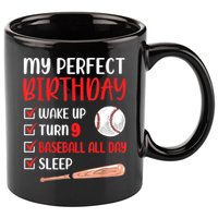 9 Year Old Baseball Birthday Party 9th Boy Nine Player 11oz C Handle Ceramic Mug