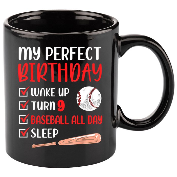 9 Year Old Baseball Birthday Party 9th Boy Nine Player 11oz C Handle Ceramic Mug