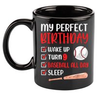 9 Year Old Baseball Birthday Party 9th Boy Nine Player 11oz C Handle Ceramic Mug