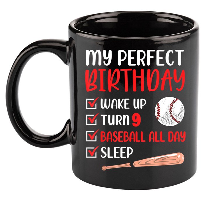 9 Year Old Baseball Birthday Party 9th Boy Nine Player 11oz C Handle Ceramic Mug