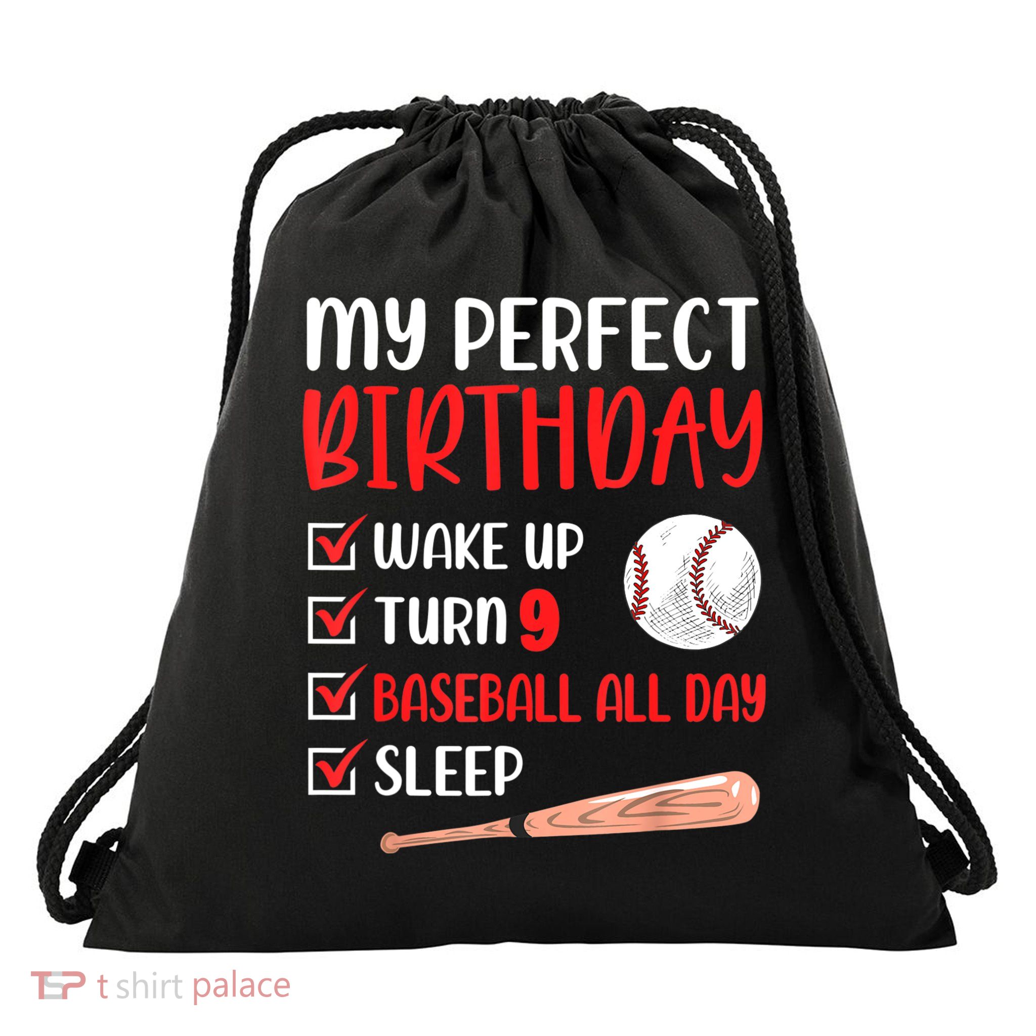 9 Year Old Baseball Birthday Party 9th Boy Nine Player Drawstring Bag