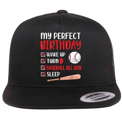 9 Year Old Baseball Birthday Party 9th Boy Nine Player Flatbill Hat
