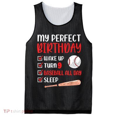 9 Year Old Baseball Birthday Party 9th Boy Nine Player Mesh Reversible Basketball Jersey Tank