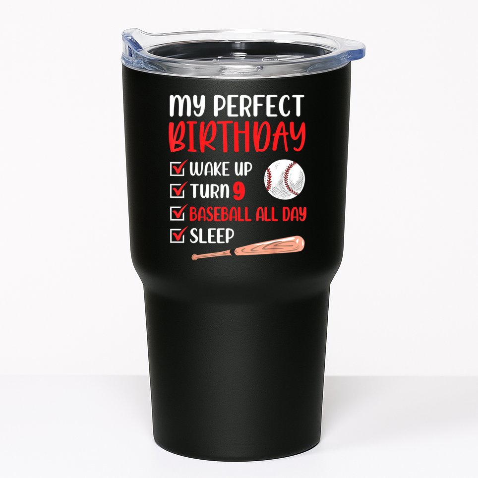 9 Year Old Baseball Birthday Party 9th Boy Nine Player Tumbler