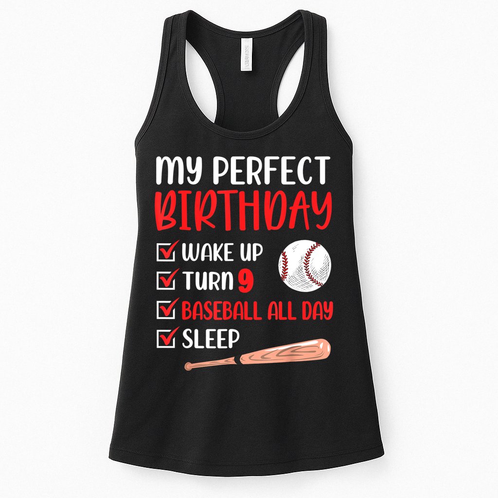 9 Year Old Baseball Birthday Party 9th Boy Nine Player Womens Tank Top