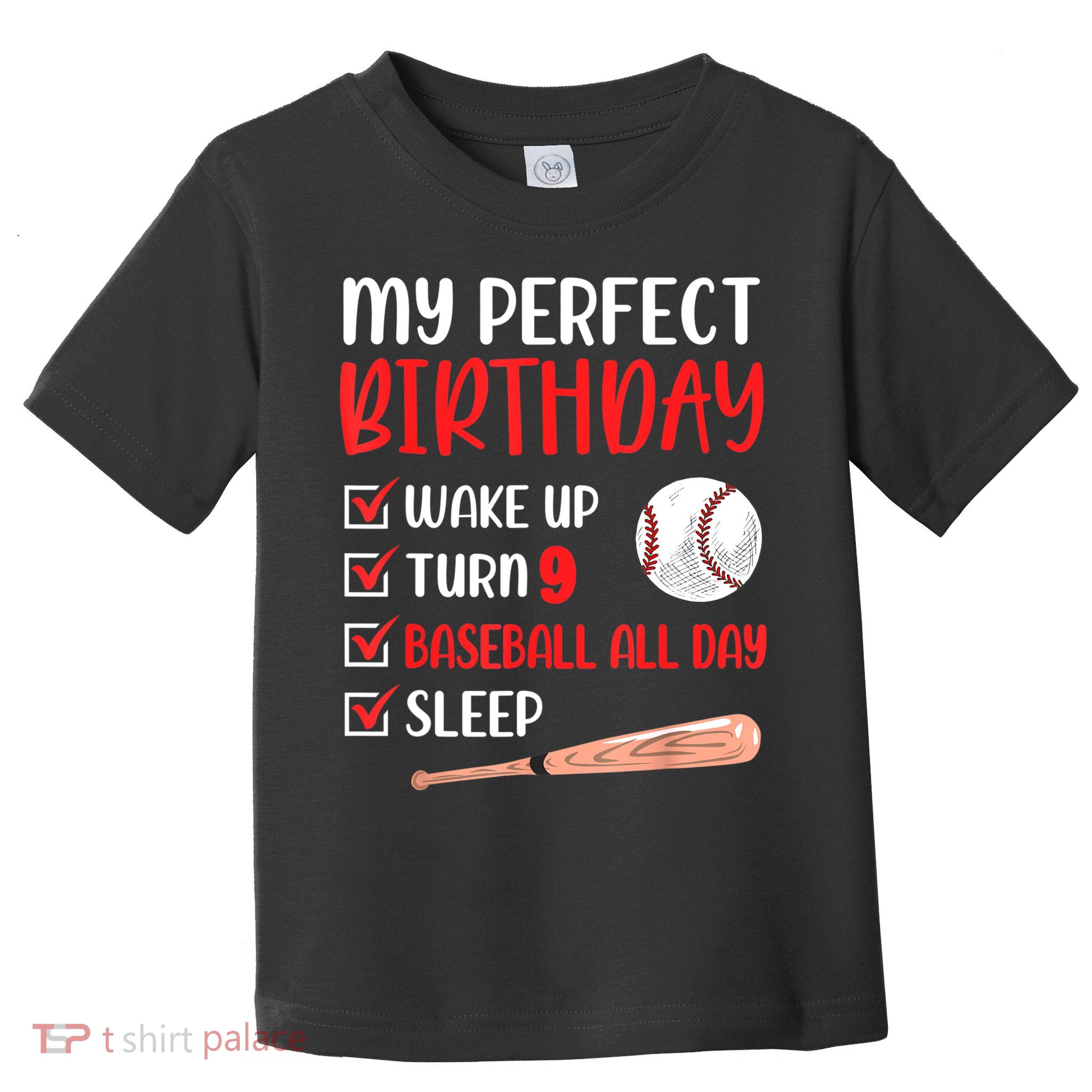9 Year Old Baseball Birthday Party 9th Boy Nine Player Toddler T-Shirt