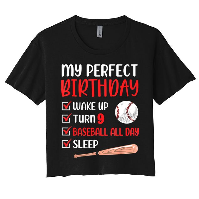 9 Year Old Baseball Birthday Party 9th Boy Nine Player Crop Top