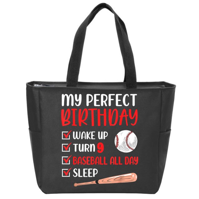 9 Year Old Baseball Birthday Party 9th Boy Nine Player Zip Tote Bag