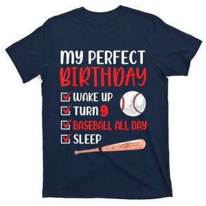 9 Year Old Baseball Birthday Party 9th Boy Nine Player T-Shirt