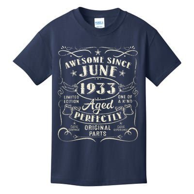 90 Year Old Awesome Since June 1933 90th Birthday Kids T-Shirt