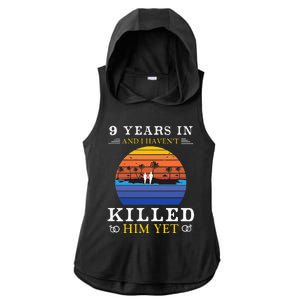 9 Years Wedding Anniversary Gift Idea For Her Funny Wife Ladies PosiCharge Tri-Blend Wicking Draft Hoodie Tank