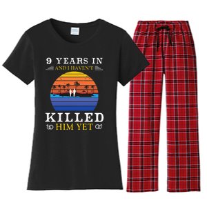 9 Years Wedding Anniversary Gift Idea For Her Funny Wife Women's Flannel Pajama Set