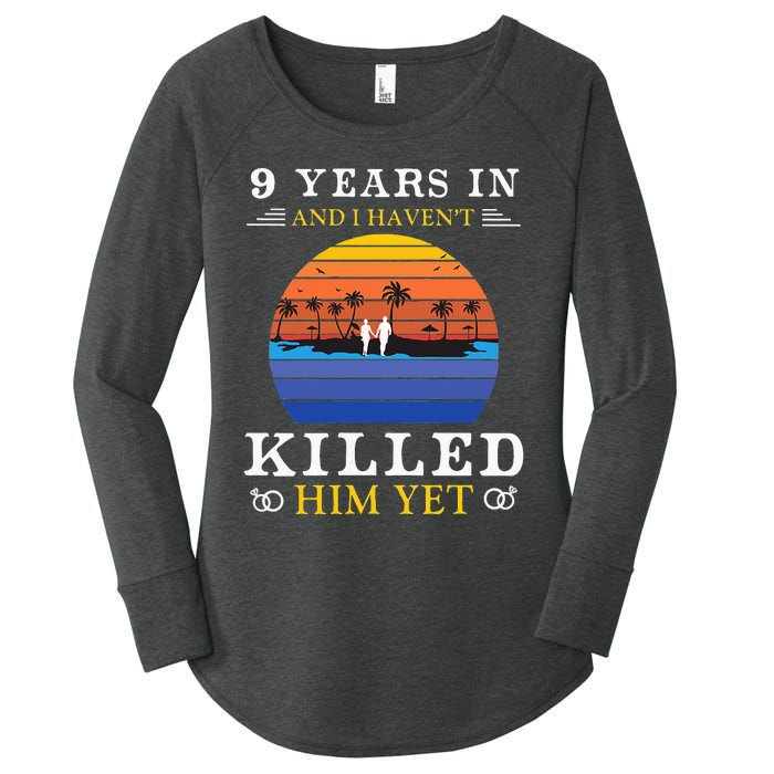 9 Years Wedding Anniversary Gift Idea For Her Funny Wife Women's Perfect Tri Tunic Long Sleeve Shirt