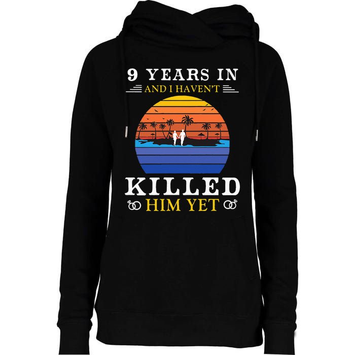 9 Years Wedding Anniversary Gift Idea For Her Funny Wife Womens Funnel Neck Pullover Hood