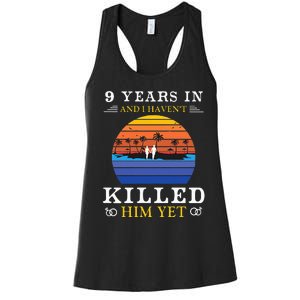 9 Years Wedding Anniversary Gift Idea For Her Funny Wife Women's Racerback Tank