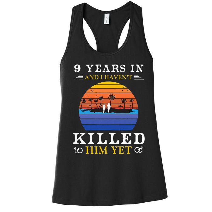 9 Years Wedding Anniversary Gift Idea For Her Funny Wife Women's Racerback Tank