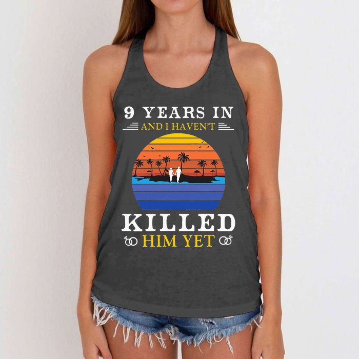 9 Years Wedding Anniversary Gift Idea For Her Funny Wife Women's Knotted Racerback Tank