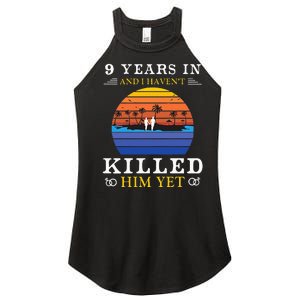 9 Years Wedding Anniversary Gift Idea For Her Funny Wife Women's Perfect Tri Rocker Tank