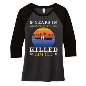 9 Years Wedding Anniversary Gift Idea For Her Funny Wife Women's Tri-Blend 3/4-Sleeve Raglan Shirt