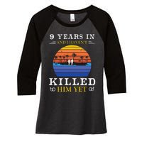 9 Years Wedding Anniversary Gift Idea For Her Funny Wife Women's Tri-Blend 3/4-Sleeve Raglan Shirt