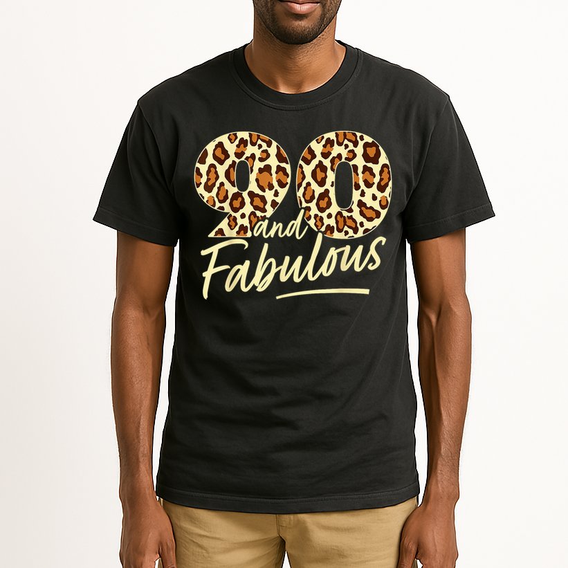90 Year Woman Leopard Fabulous 90th Birthday Tall T-Shirt