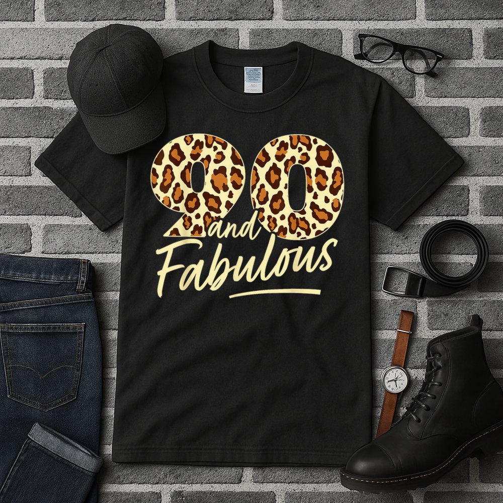 90 Year Woman Leopard Fabulous 90th Birthday Tall T-Shirt