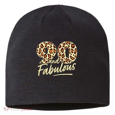90 Year Woman Leopard Fabulous 90th Birthday Sustainable Beanie