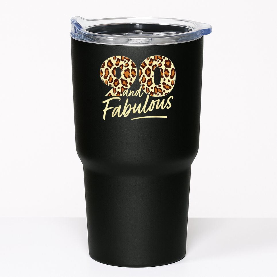 90 Year Woman Leopard Fabulous 90th Birthday Tumbler