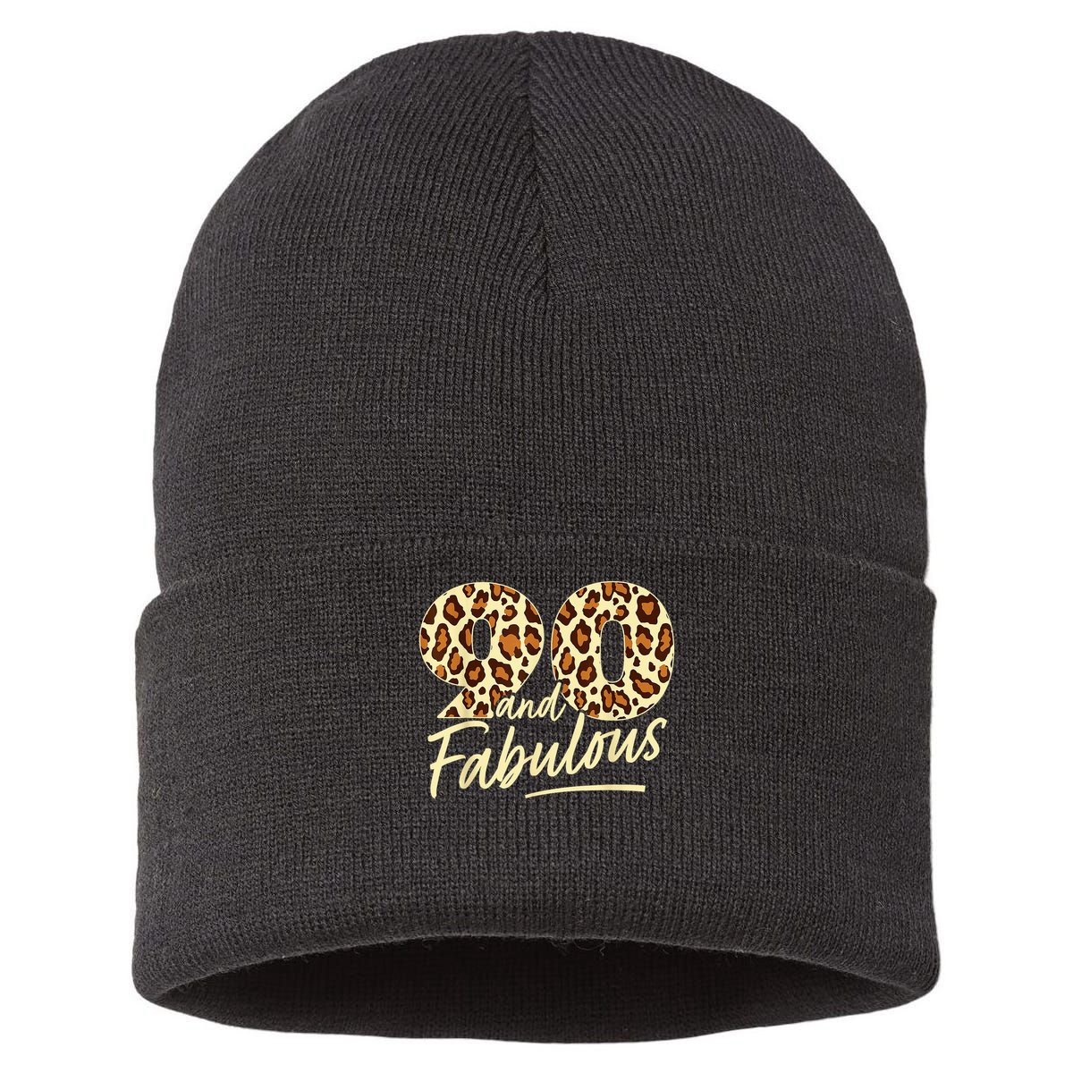 90 Year Woman Leopard Fabulous 90th Birthday Sustainable Knit Beanie