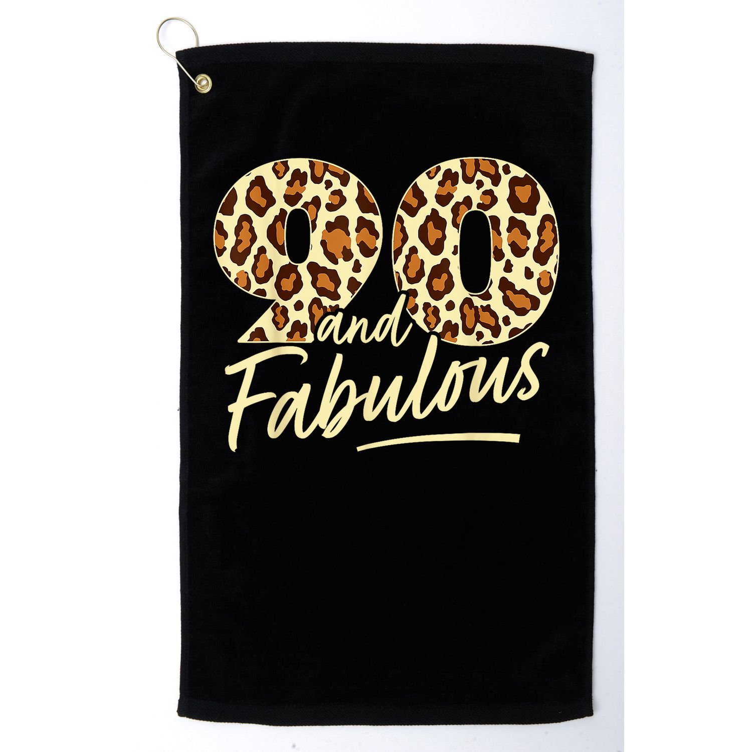 90 Year Woman Leopard Fabulous 90th Birthday Golf Towel