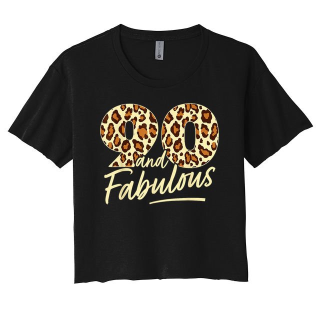 90 Year Woman Leopard Fabulous 90th Birthday Crop Top