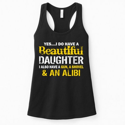 A Beautiful Daughter Also Have A Gun Shovel Alibi Womens Tank Top