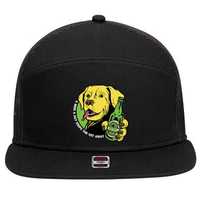 A Beer A Day Keeps The Vet Away Dog 7 Panel Mesh Trucker Snapback Hat