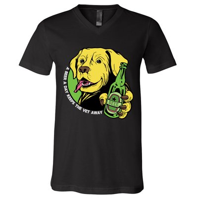 A Beer A Day Keeps The Vet Away Dog V-Neck T-Shirt