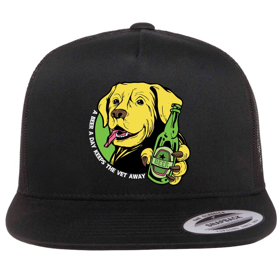 A Beer A Day Keeps The Vet Away Dog Flat Bill Trucker Hat