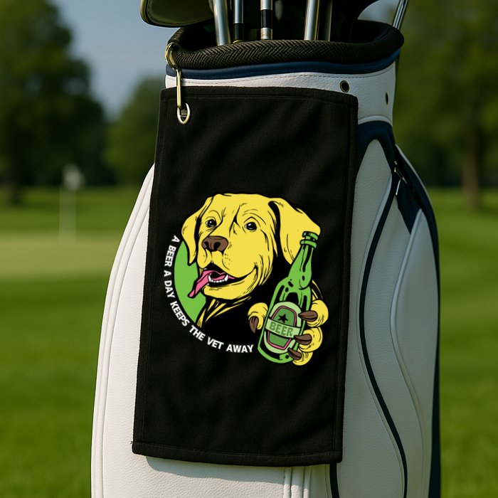 A Beer A Day Keeps The Vet Away Dog Golf Towel