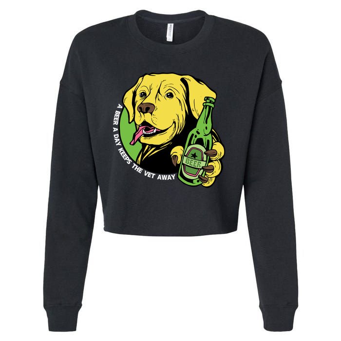 A Beer A Day Keeps The Vet Away Dog Cropped Pullover Crew
