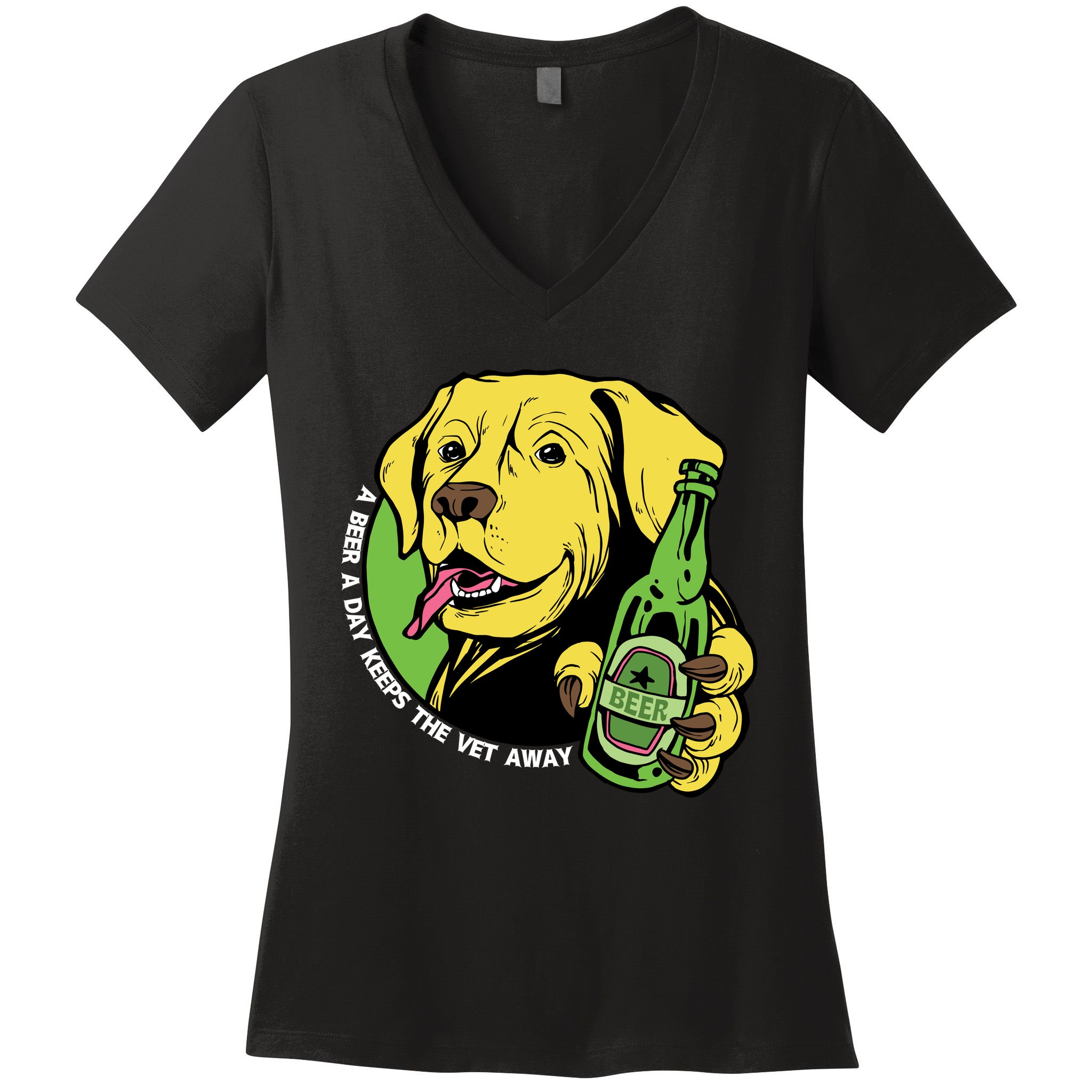 A Beer A Day Keeps The Vet Away Dog Women's V-Neck T-Shirt