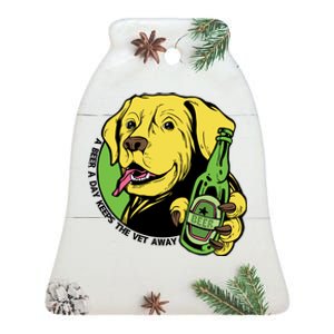 A Beer A Day Keeps The Vet Away Dog Ceramic Bell Ornament