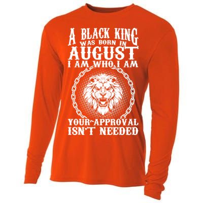 A Black King Was Born In August Birthday Lion Cooling Performance Long Sleeve Crew