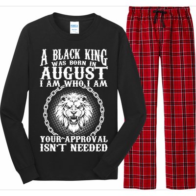 A Black King Was Born In August Birthday Lion Long Sleeve Pajama Set