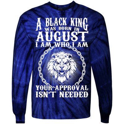 A Black King Was Born In August Birthday Lion Tie-Dye Long Sleeve Shirt