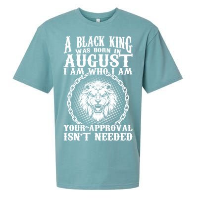 A Black King Was Born In August Birthday Lion Sueded Cloud Jersey T-Shirt