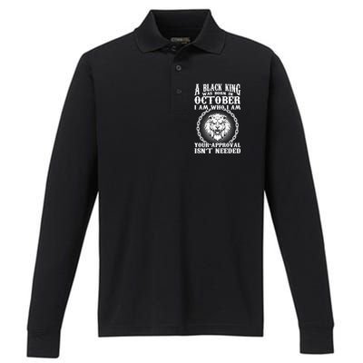 A Black King Was Born In October Birthday Lion Performance Long Sleeve Polo