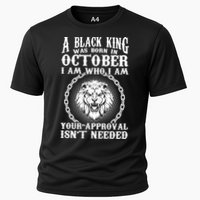 A Black King Was Born In October Birthday Lion Cooling Performance Crew T-Shirt