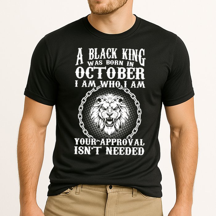 A Black King Was Born In October Birthday Lion Cooling Performance Crew T-Shirt