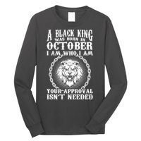 A Black King Was Born In October Birthday Lion Long Sleeve Shirt